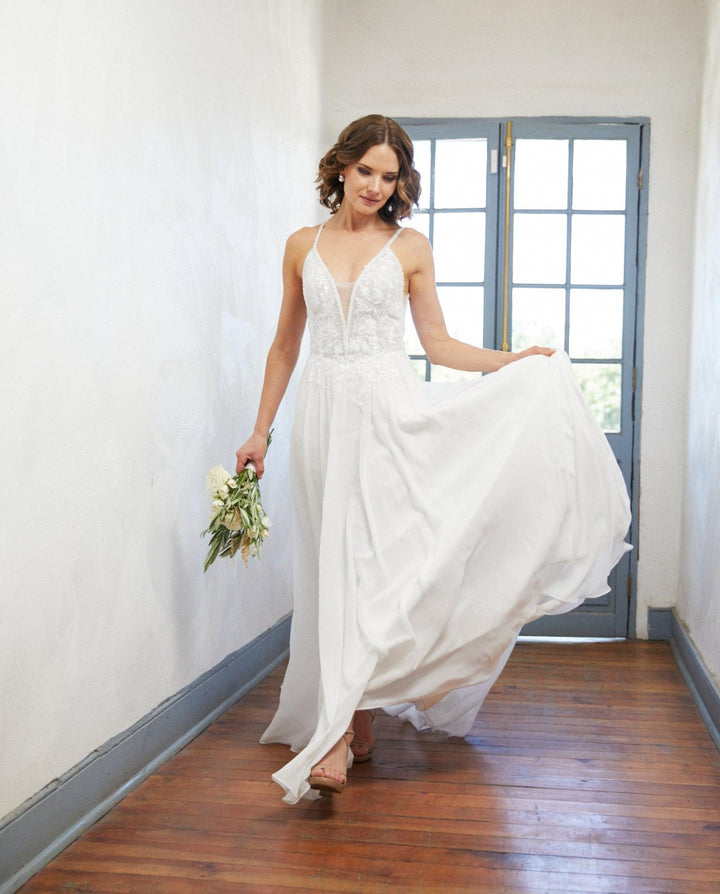 Vestido Largo de Novia Lys Gasa Ivory