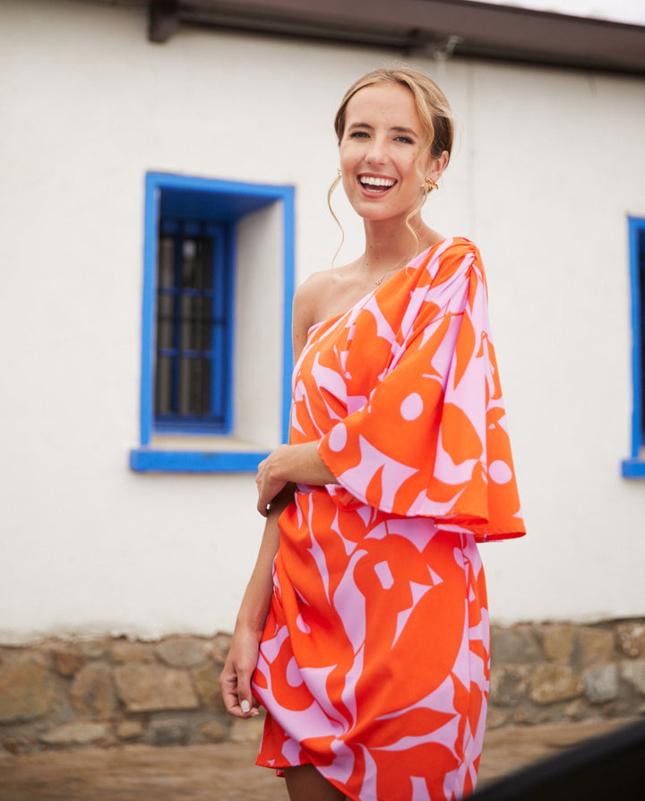 Vestido Corto de Fiesta Adela Fondo Rojo