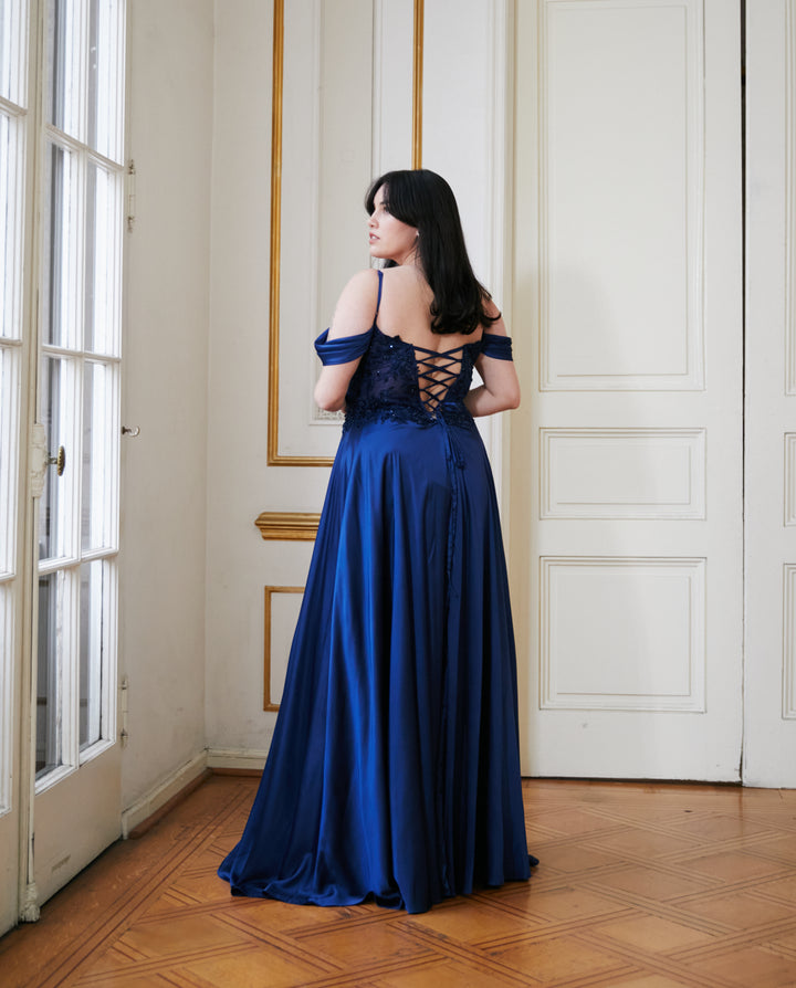 Vestido Largo de Fiesta Angelina Azul Oscuro