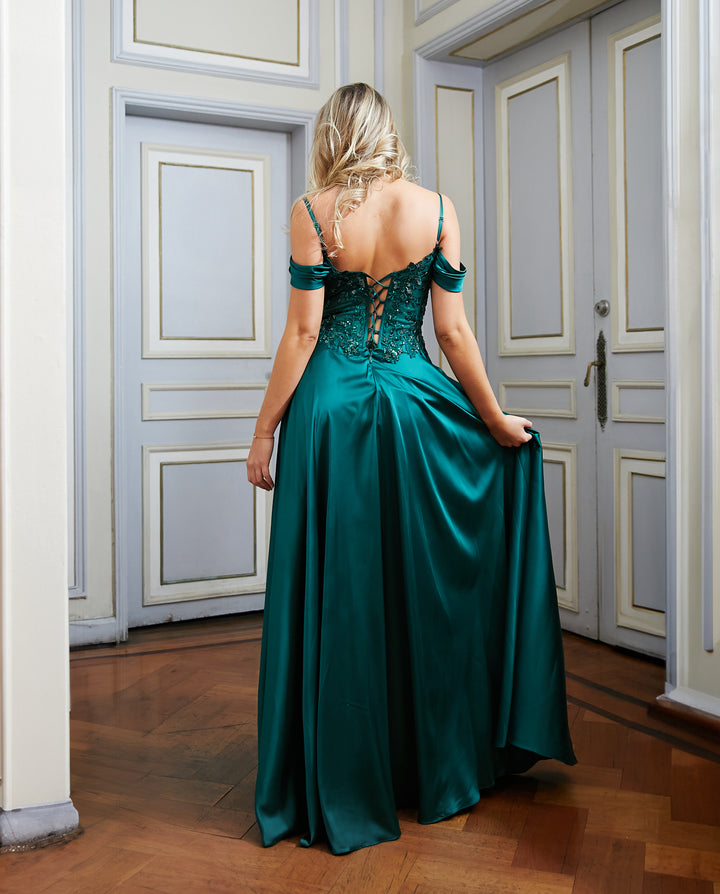 Vestido Largo de Fiesta Angelina Verde Oscuro