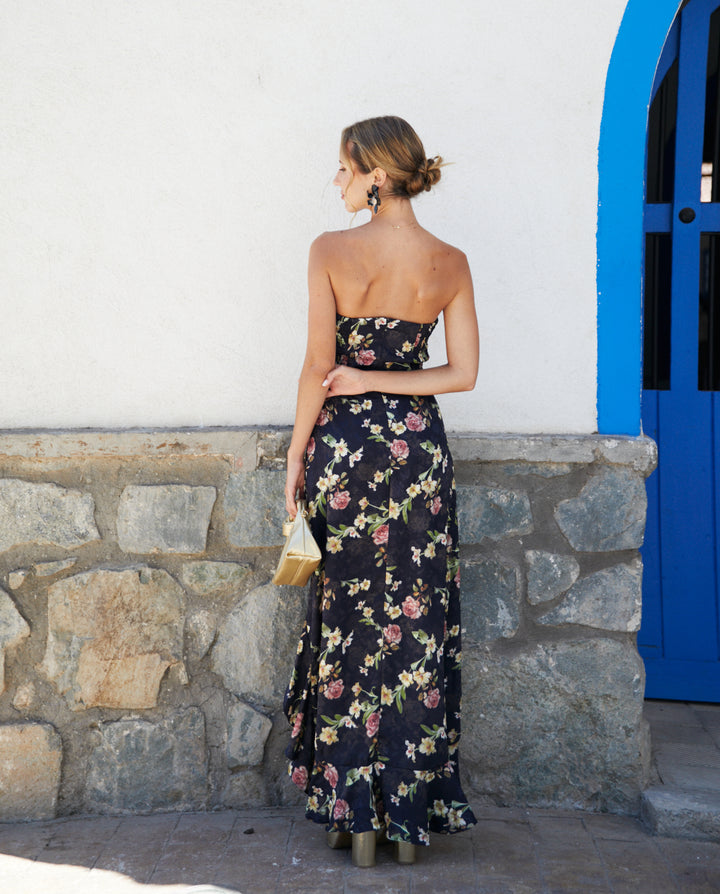 Vestido Largo de Fiesta Azucena Fondo Negro