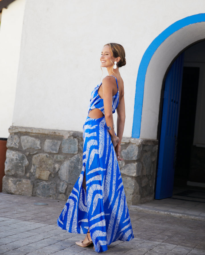 Vestido Largo de Fiesta Dubai Fondo Azul Royal