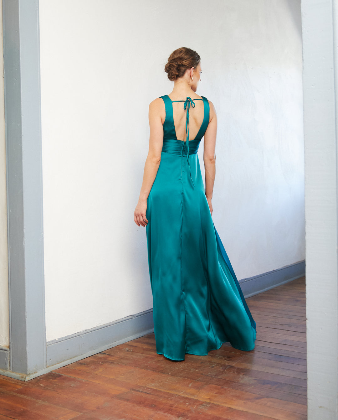 Vestido Largo de Fiesta Isabel Verde Petroleo