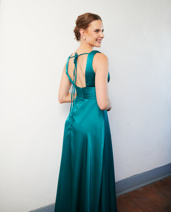 Vestido Largo de Fiesta Isabel Verde Petroleo