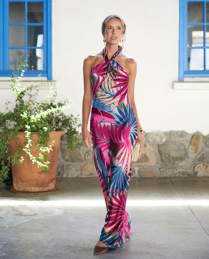 Vestido Largo de Fiesta Jazmin Fondo Fucsia