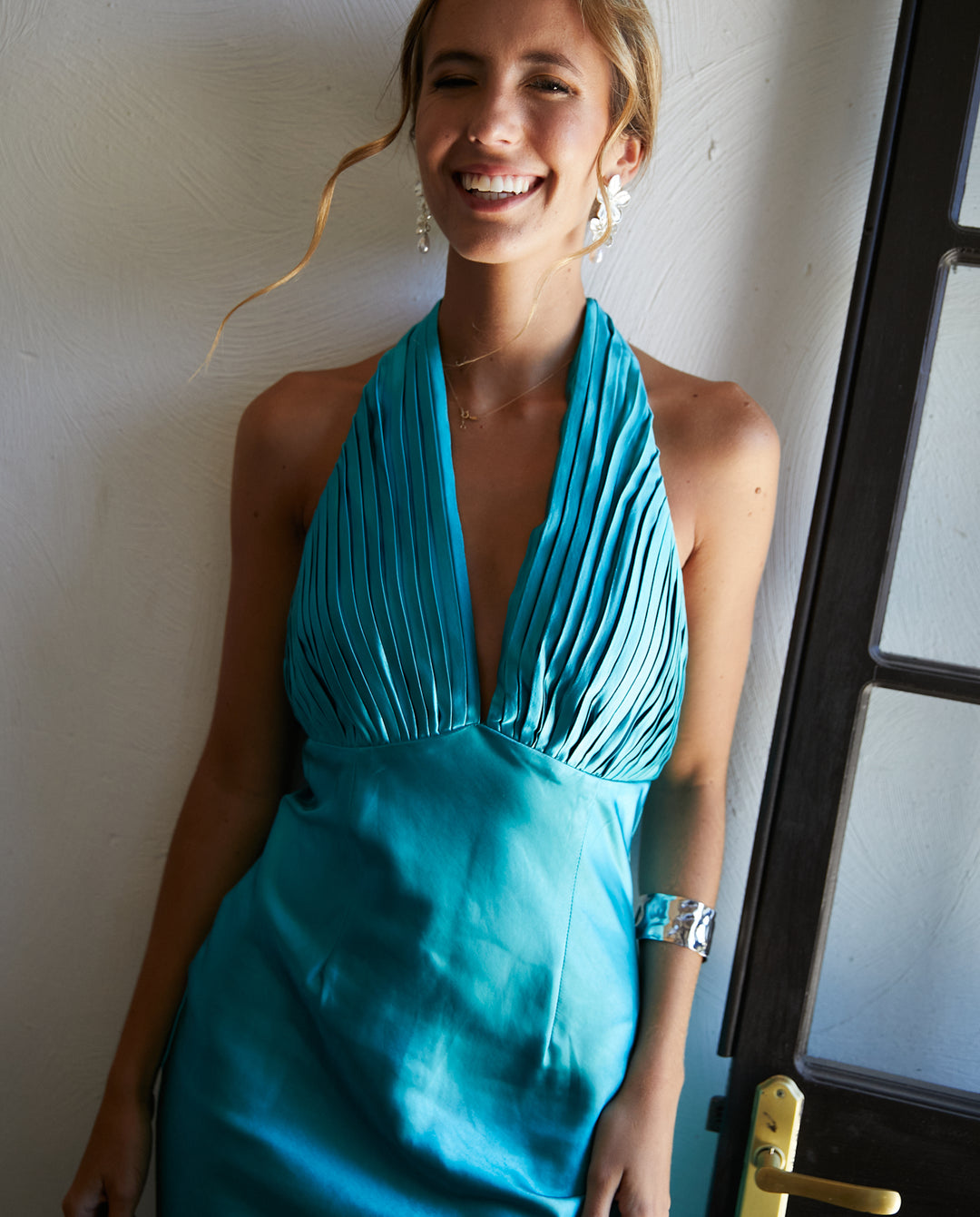 Vestido Largo de Fiesta Maria Fernanda Turquesa Claro