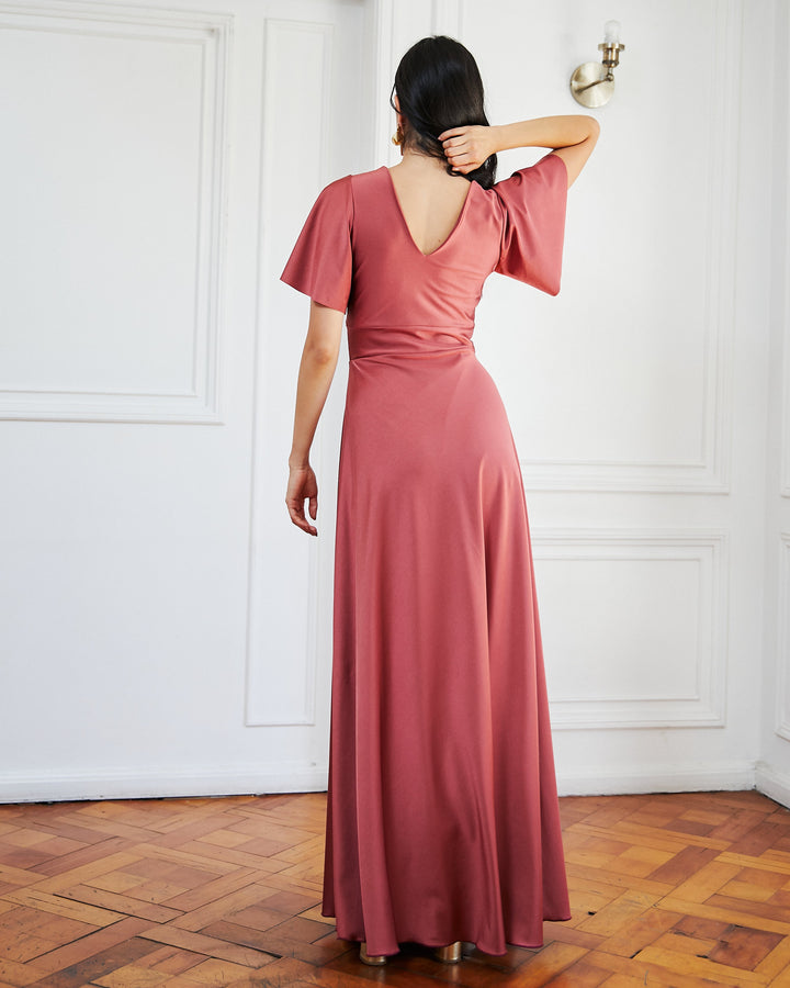 Vestido Largo de Fiesta Meli Canela Claro