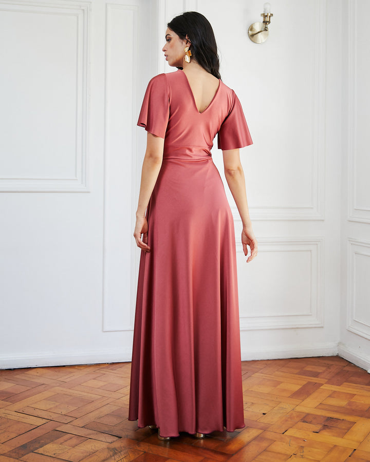 Vestido Largo de Fiesta Meli Canela Claro