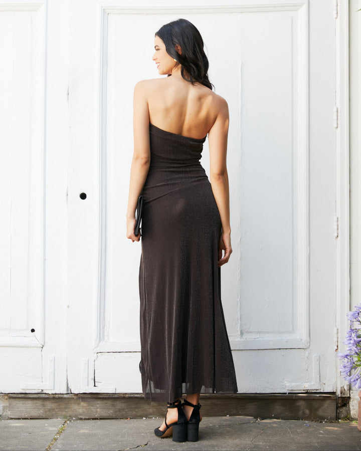 Vestido Largo de Fiesta Popi Chocolate