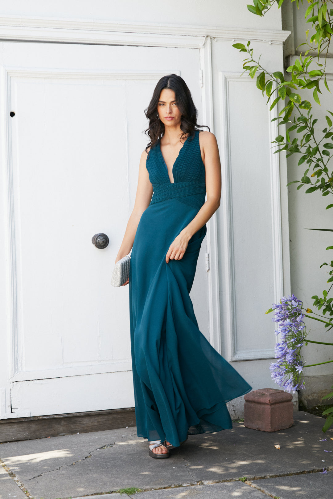 Vestido Largo de Fiesta Rayen Turquesa Oscuro