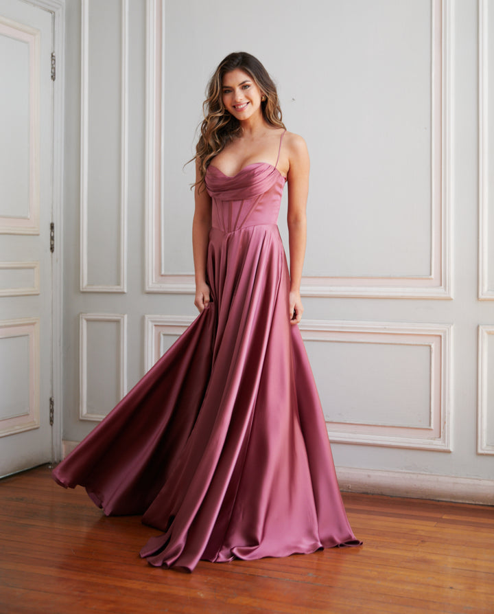Vestido Largo de Fiesta Silvana Palo Rosa