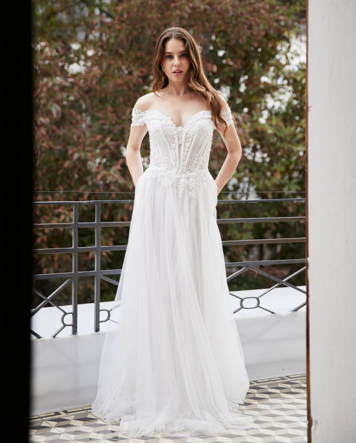 Vestido Largo de Novia Avelina Blanco