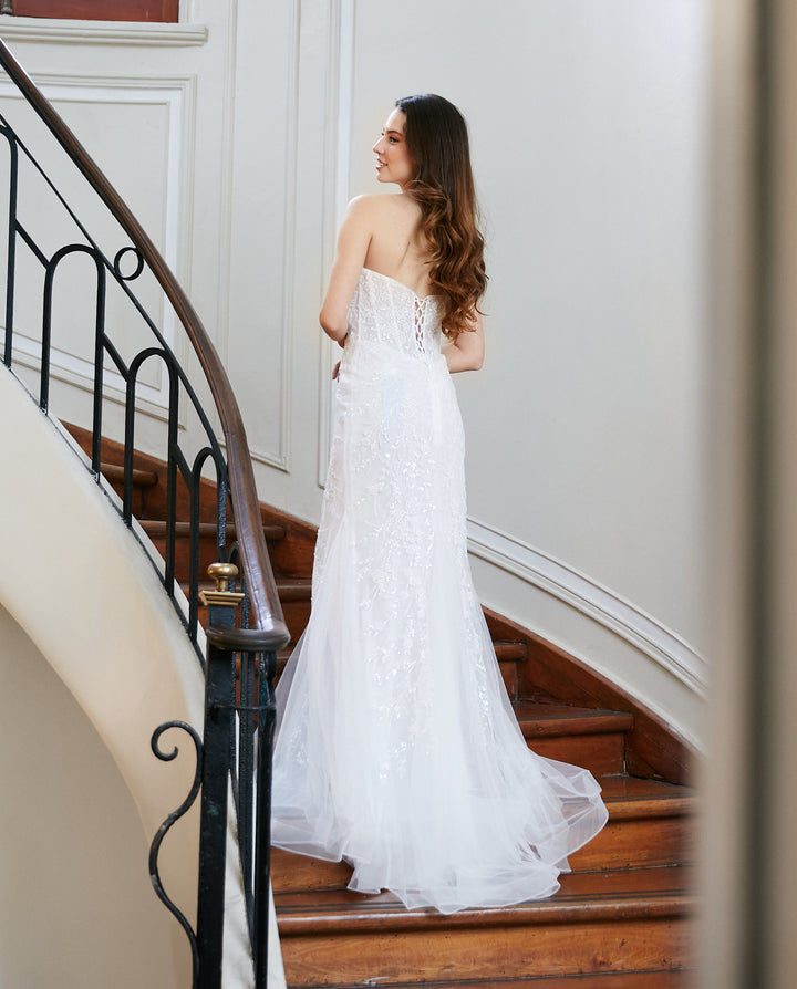 Vestido Largo de Novia Fabiana Strapless Blanco