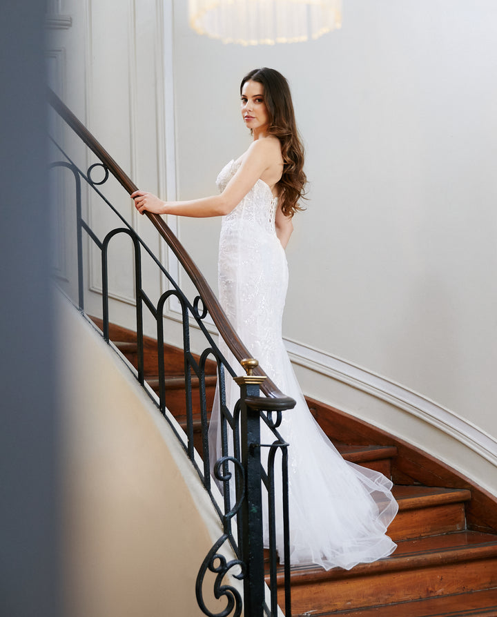 Vestido Largo de Novia Fabiana Strapless Blanco