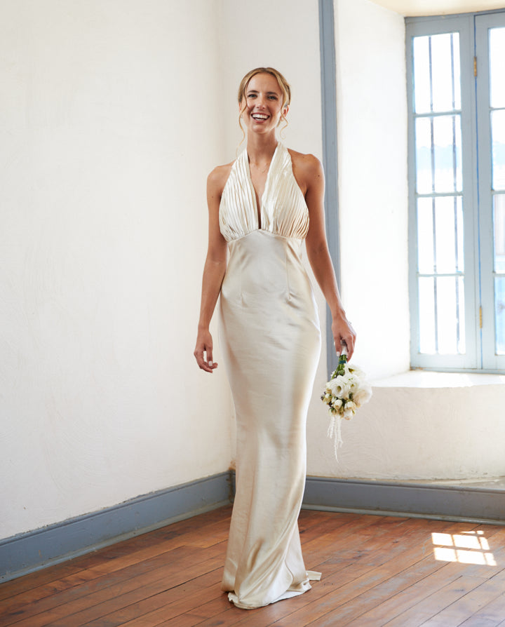 Vestido Largo de Novia Maria Fernanda Crema