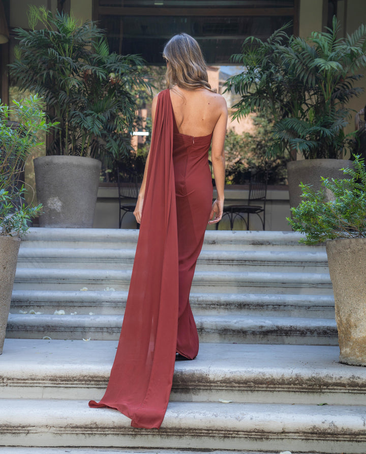 Vestido de Fiesta Largo Anastasia Terracota