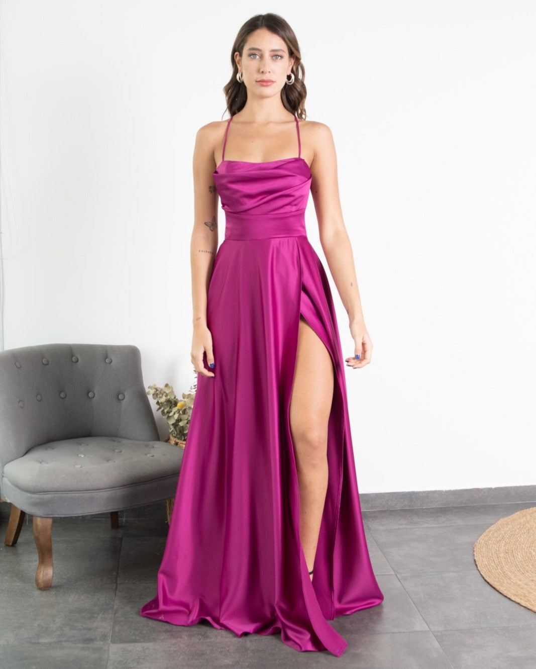 Color Magenta En Ropa Vestido de Fiesta Largo Camila Magenta – MI PLACARD