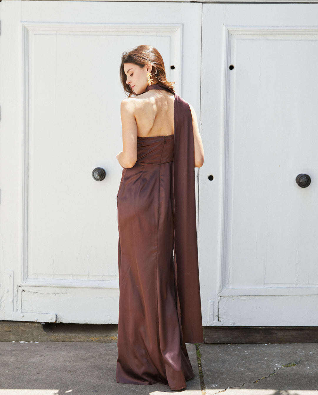 Vestido Largo de Fiesta Joaquina Chocolate