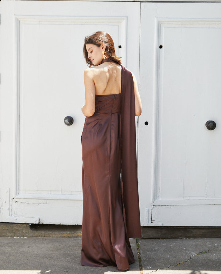 Vestido Largo de Fiesta Joaquina Chocolate