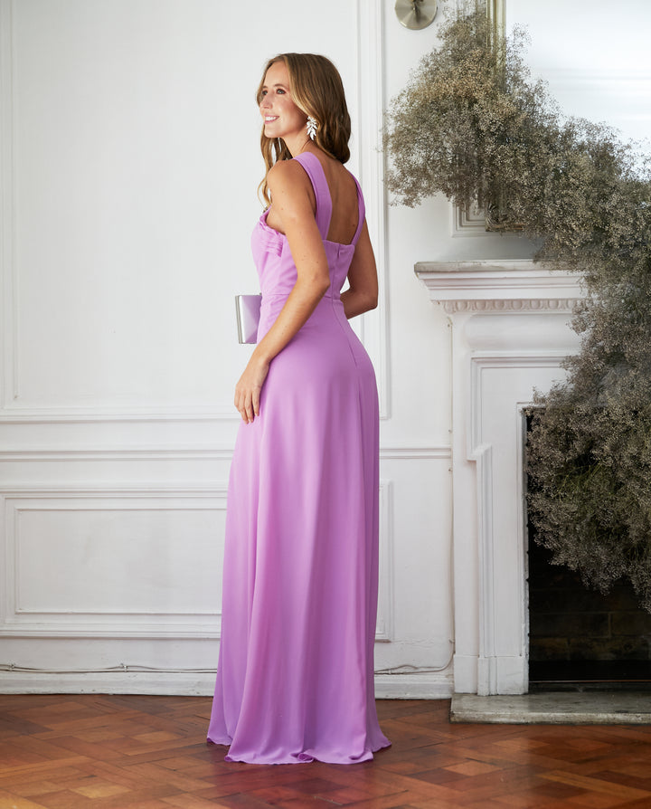 Vestido Largo de Fiesta Elisa Halter Lila