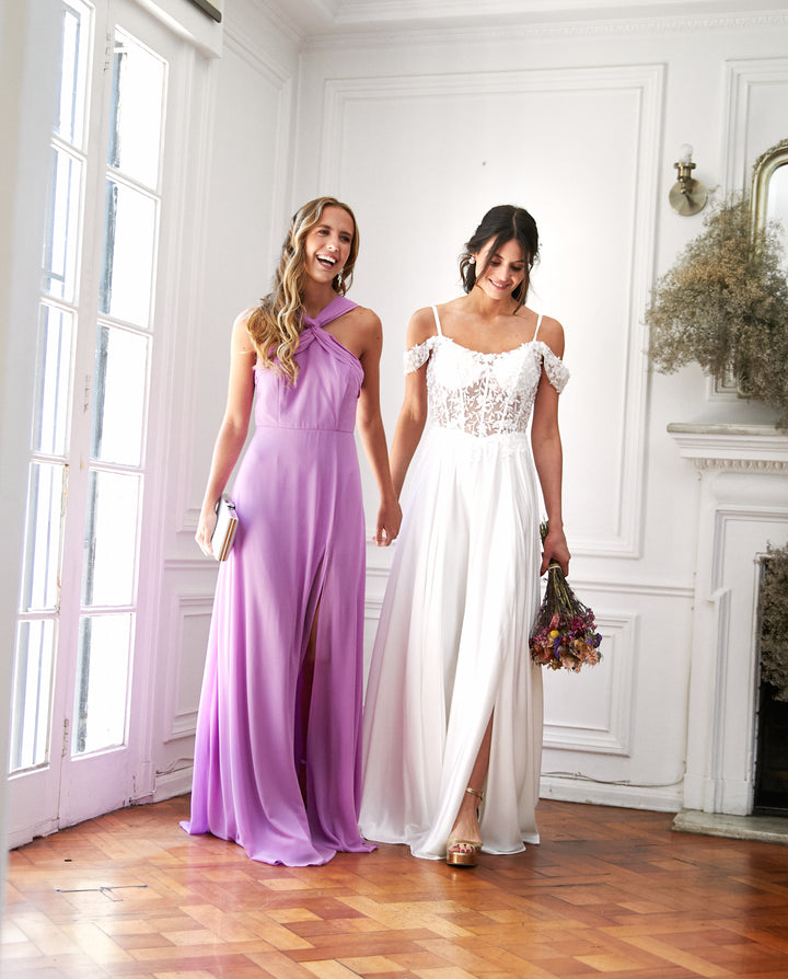 Vestido Largo de Fiesta Elisa Halter Lila