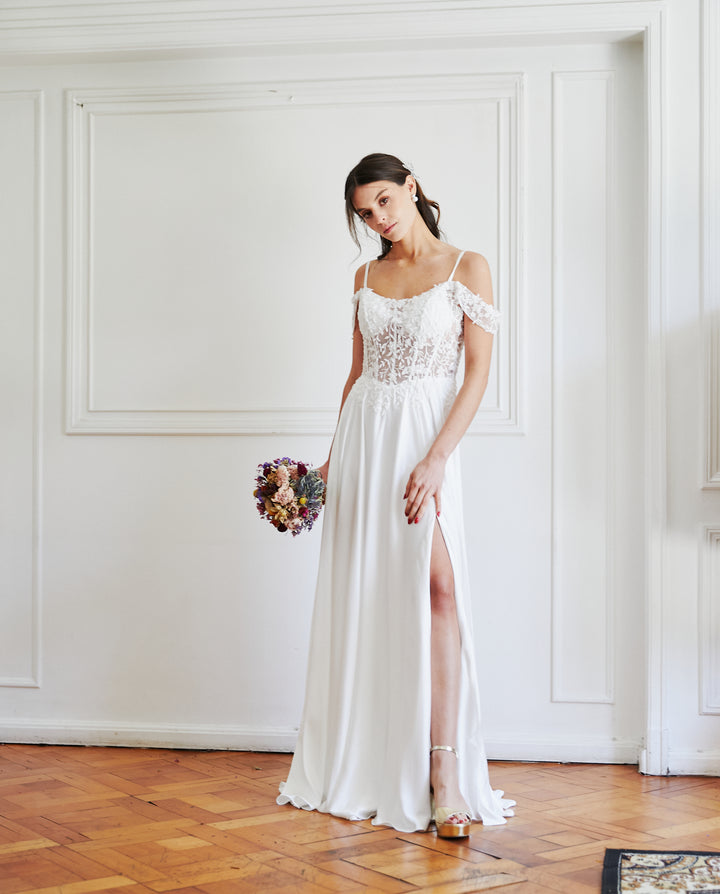 Vestido Largo de Novia Carmona Blanco