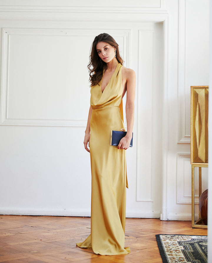 Vestido Largo de Fiesta Budapest Dorado