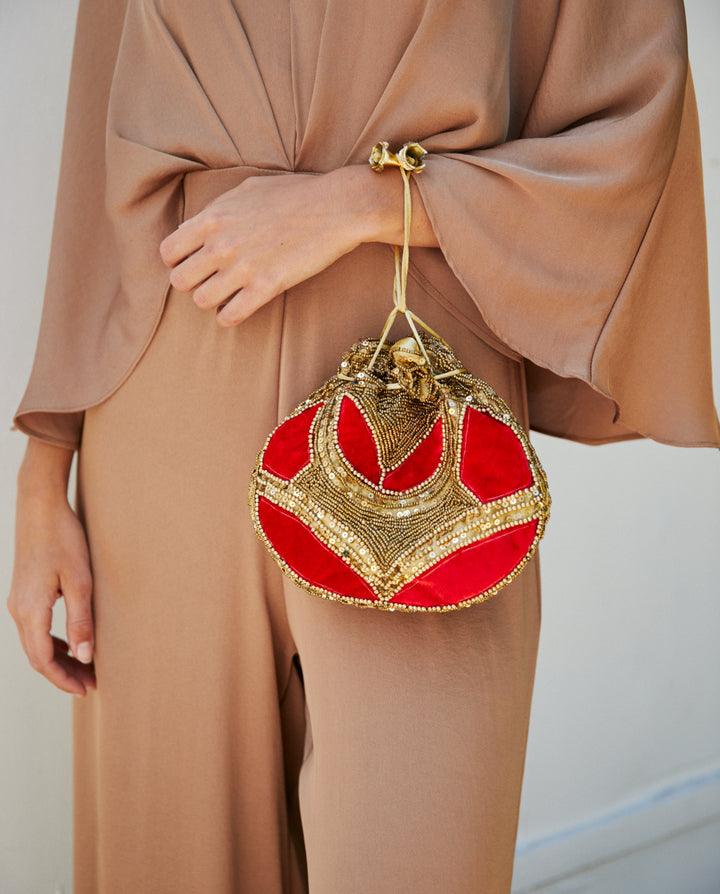 Bolso Indio Anali Rojo/Dorado