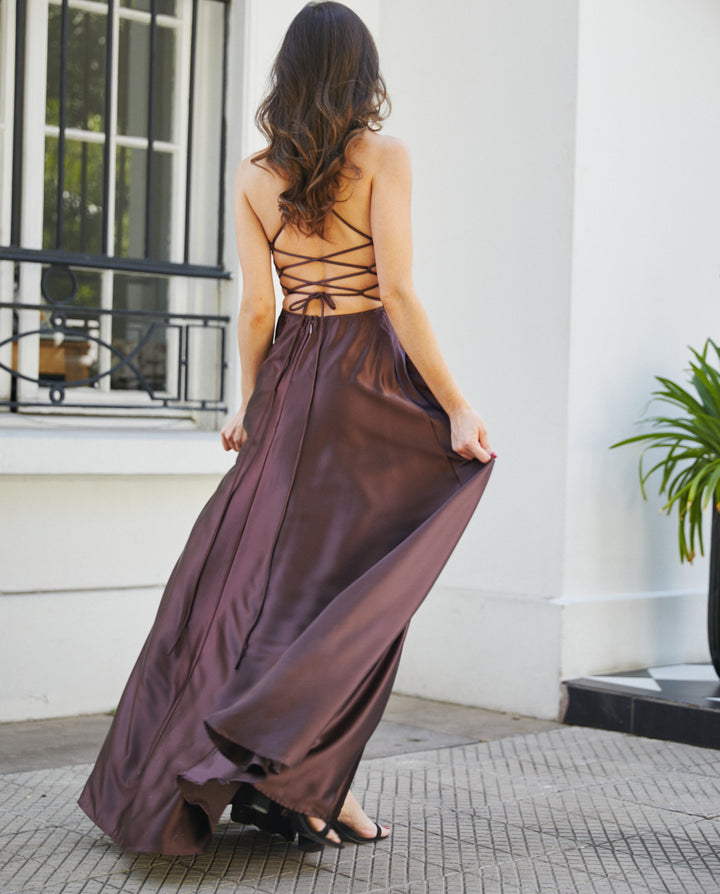 Vestido Largo de Fiesta Rafa Chocolate
