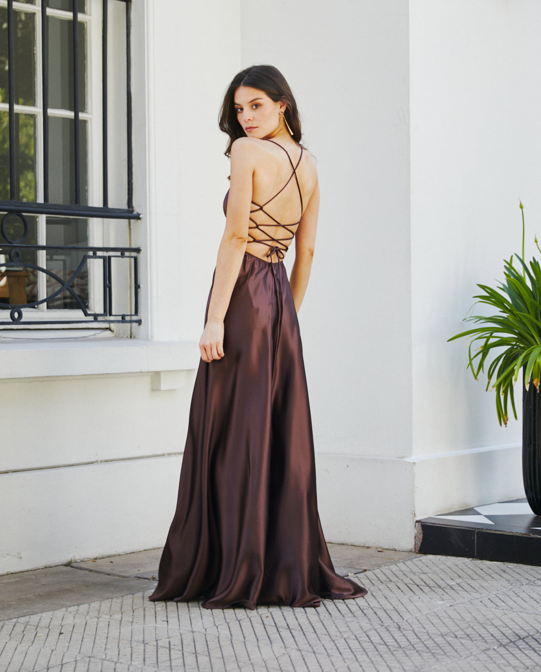 Vestido Largo de Fiesta Rafa Chocolate