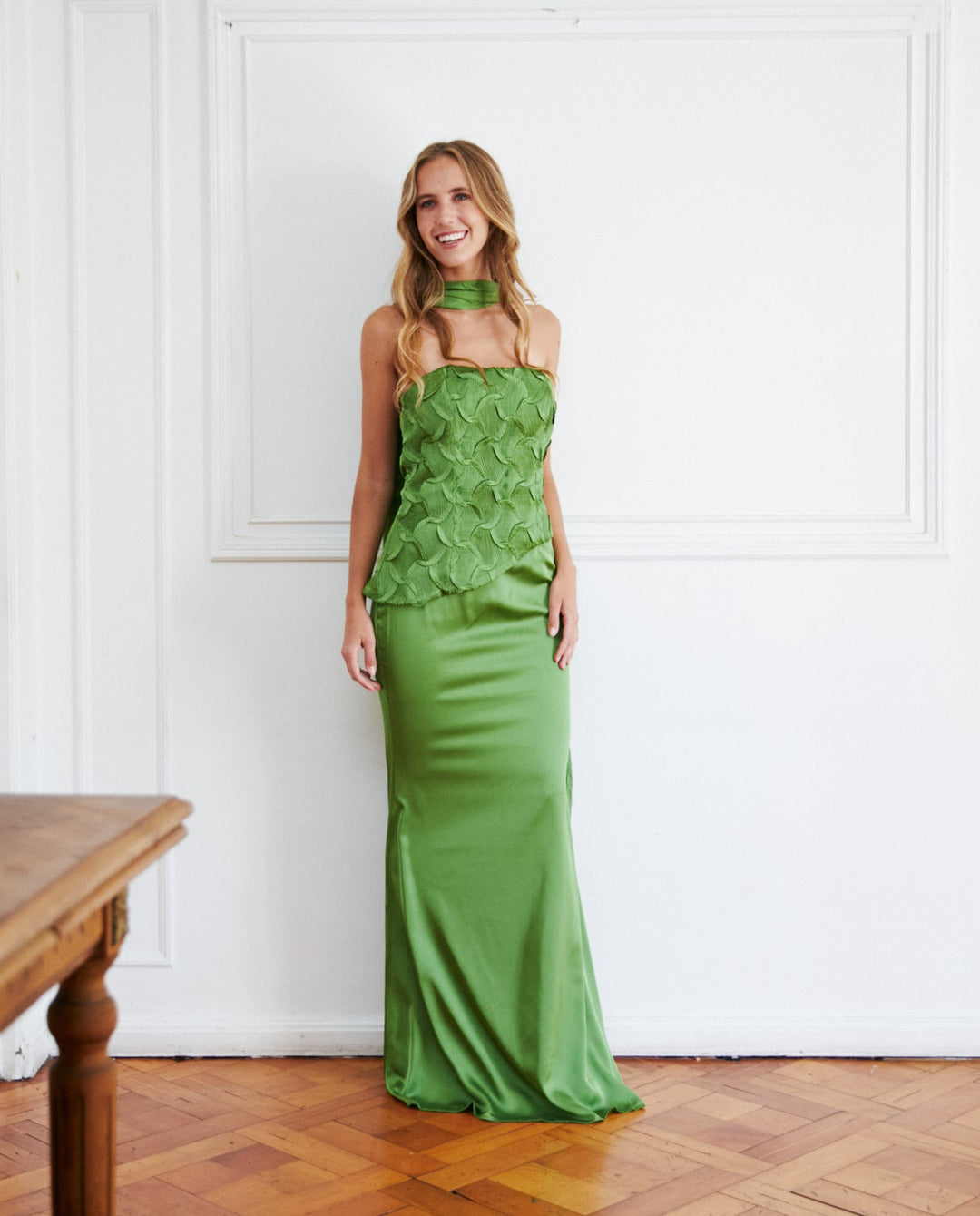 Vestido Largo de Fiesta Violeta Verde