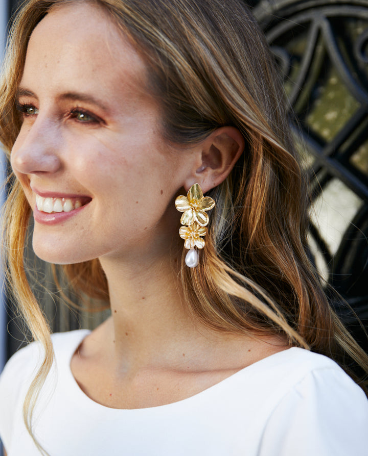 Aros Amaranta Perla Dorado