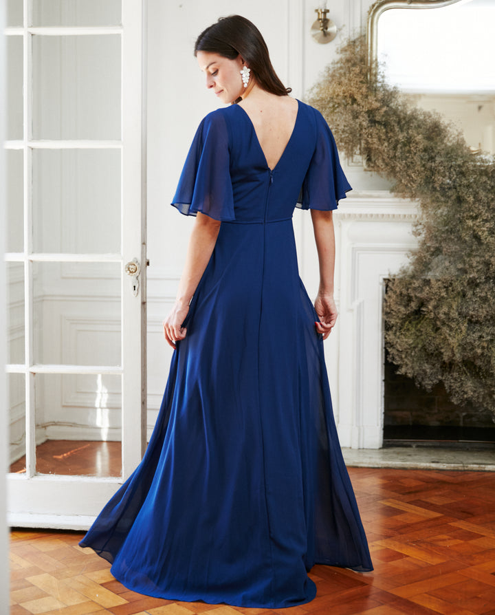 Vestido Largo de Fiesta Cristina Azul Oscuro