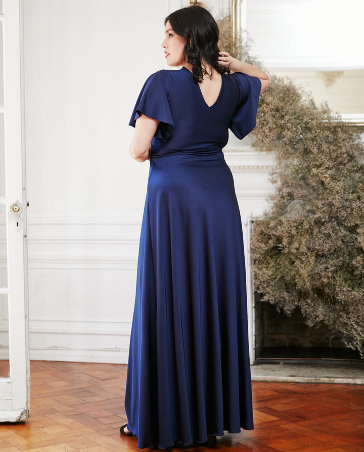 Vestido Largo de Fiesta Meli Mangas Azul Oscuro