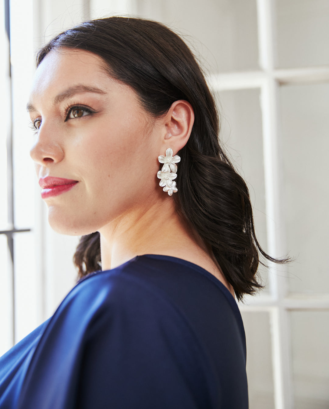 Vestido Largo de Fiesta Meli Mangas Azul Oscuro