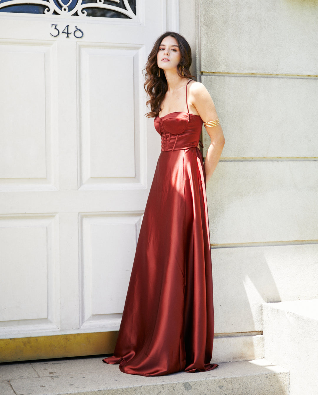 Vestido Largo de Fiesta Laureta Terracota