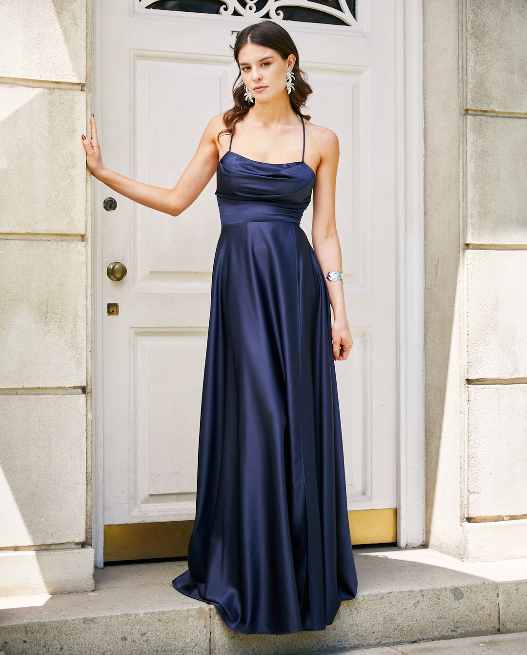 Vestido Largo de Fiesta Camila Azul Oscuro