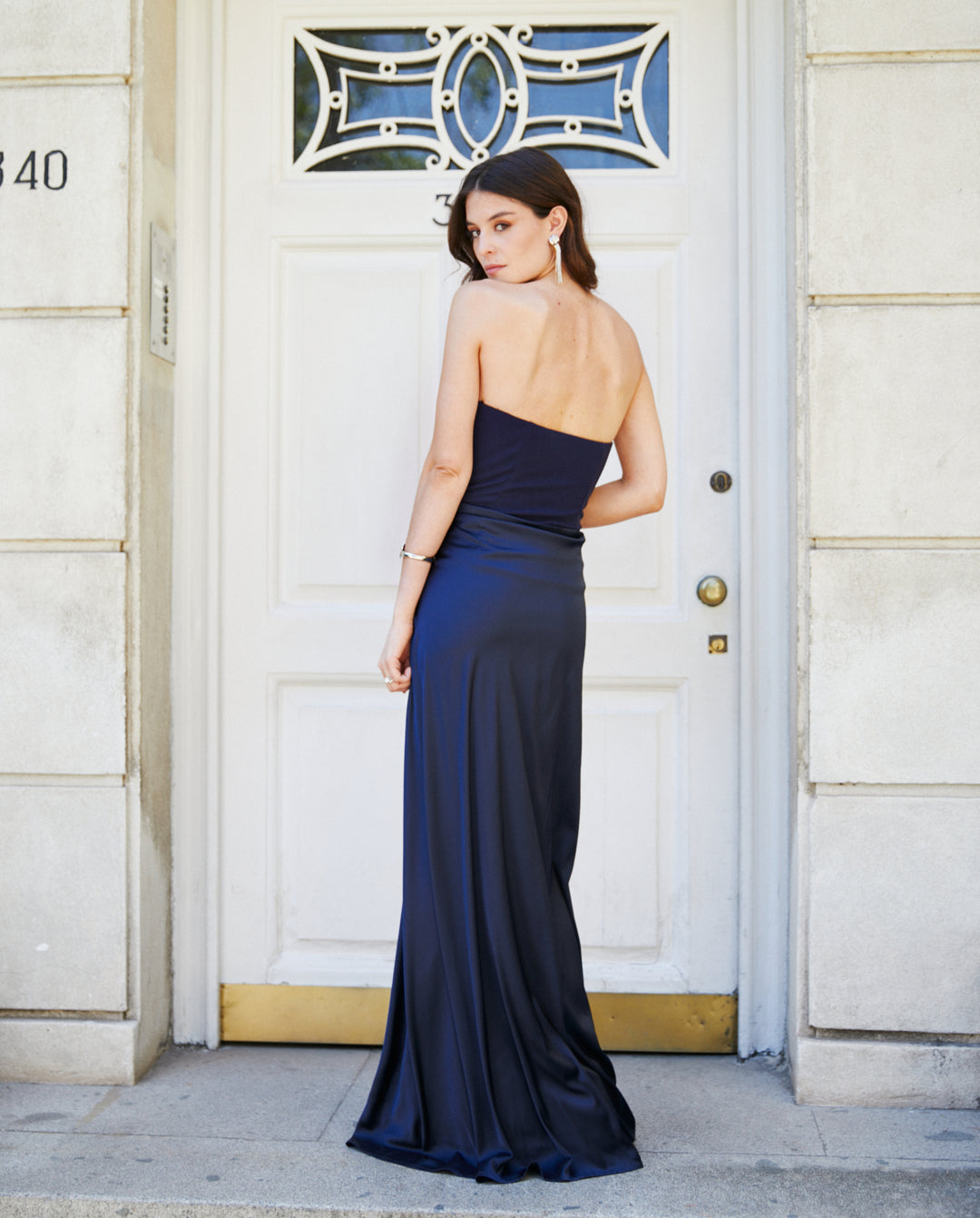 Vestido Largo de Fiesta Ariel Azul Oscuro