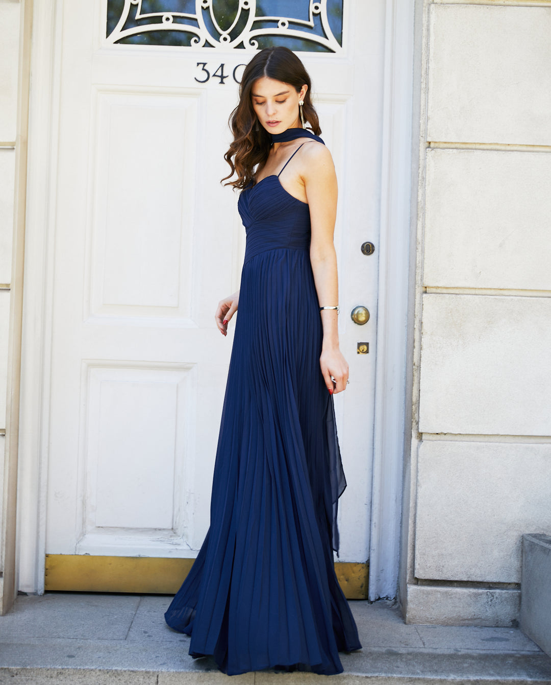 Vestido Largo de Fiesta Milagros Azul Oscuro