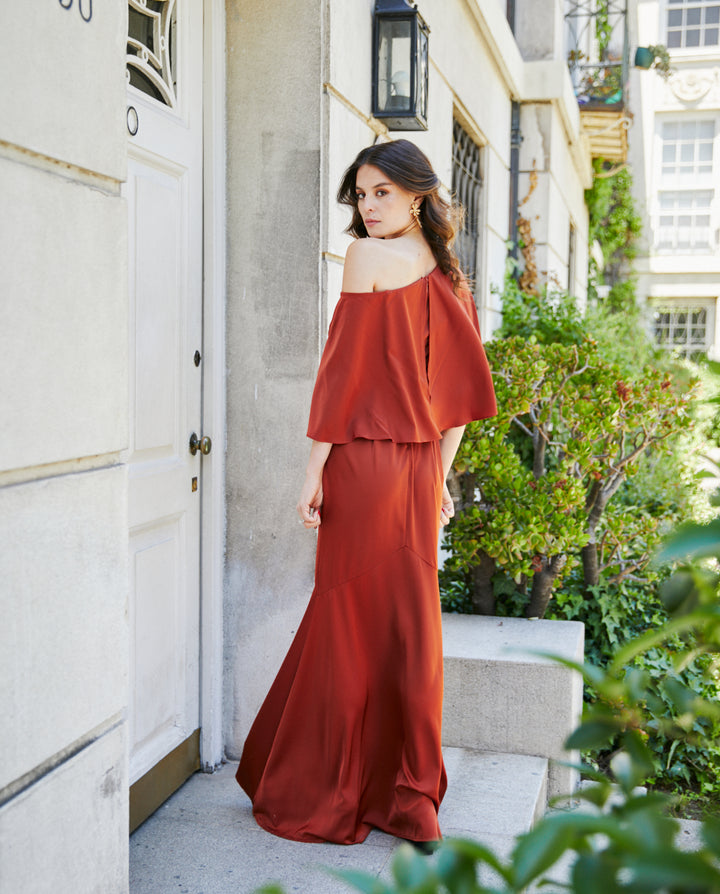 Vestido Largo de Fiesta Carolina Terracota