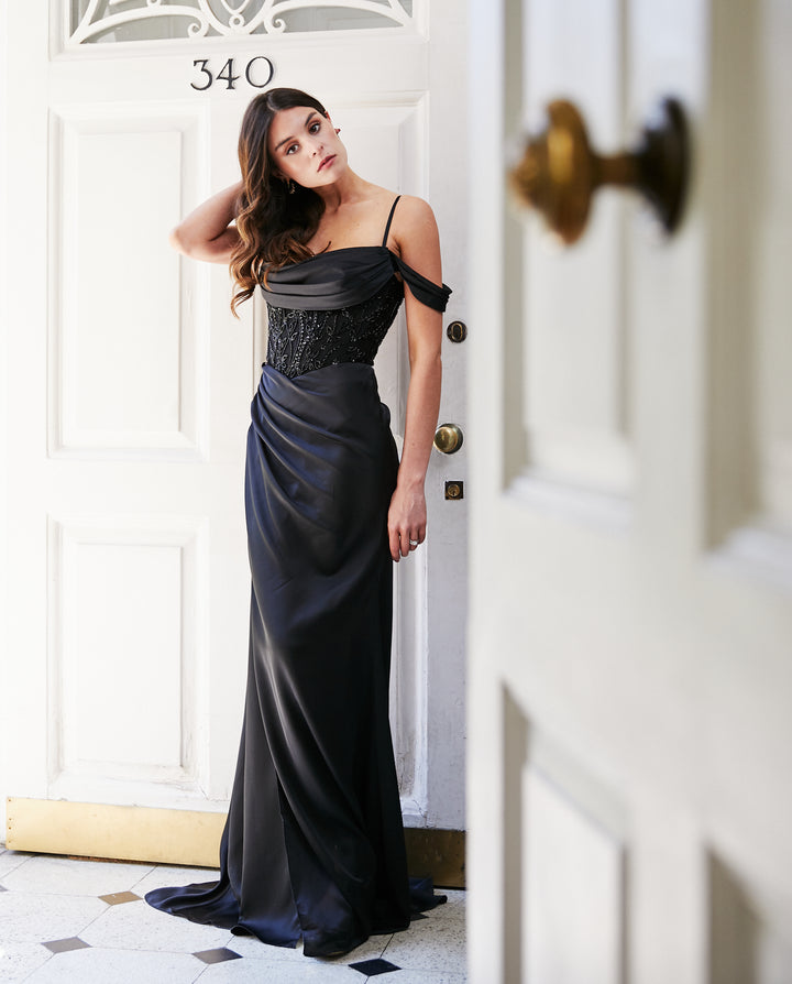 Vestido Largo de Fiesta Malaga Corset Negro