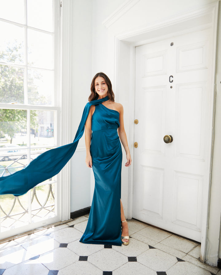Vestido Largo de Fiesta Joaquina Turquesa Oscuro