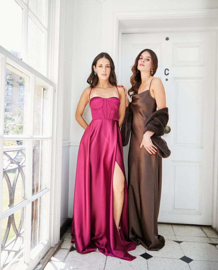 Vestido Largo de Fiesta Laureta Magenta