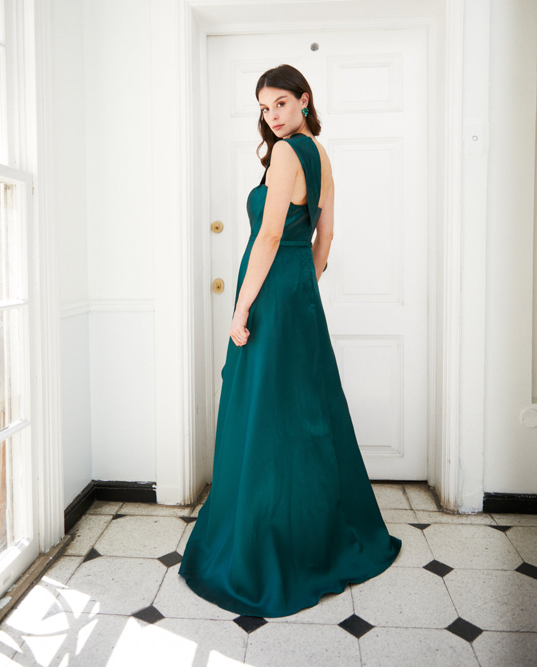 Vestido de Fiesta Largo Rocio Verde Oscuro