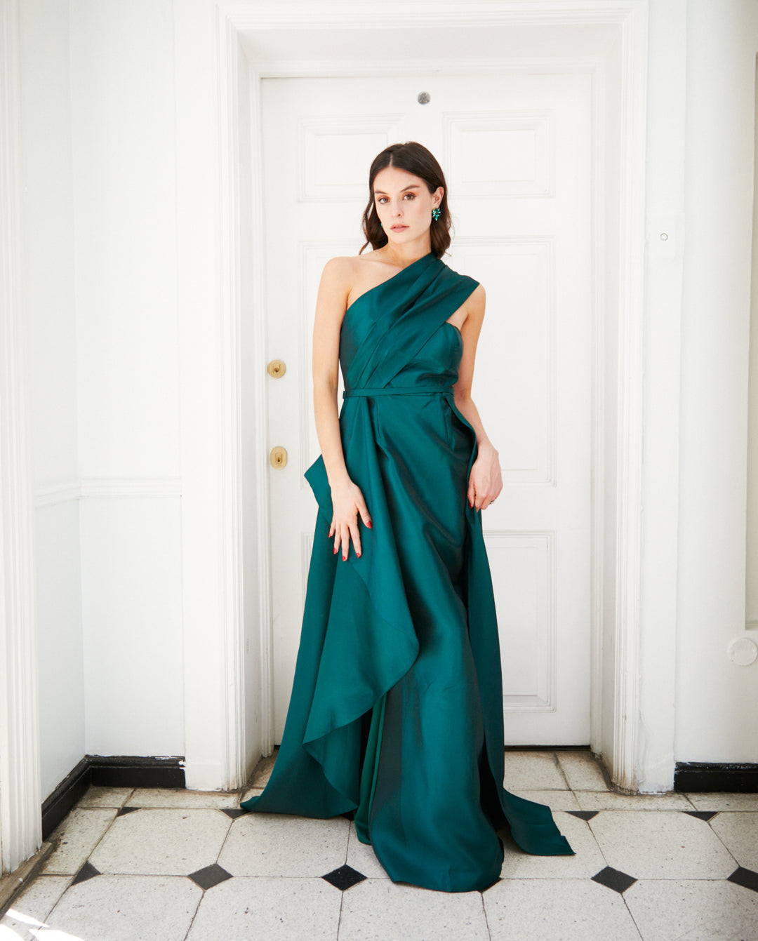 Vestido de Fiesta Largo Rocio Verde Oscuro