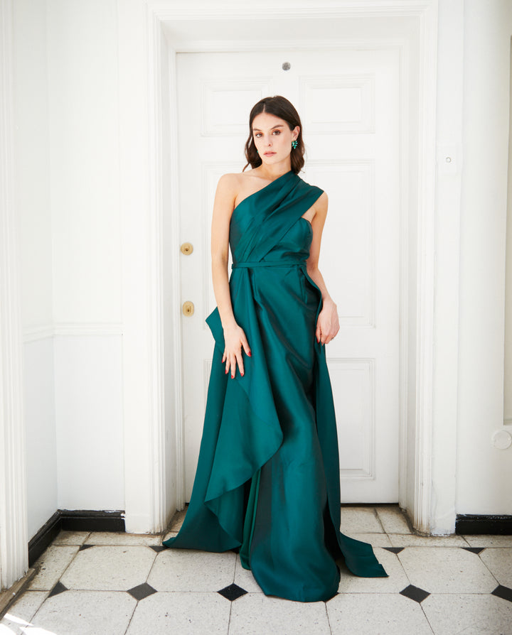 Vestido de Fiesta Largo Rocio Verde Oscuro