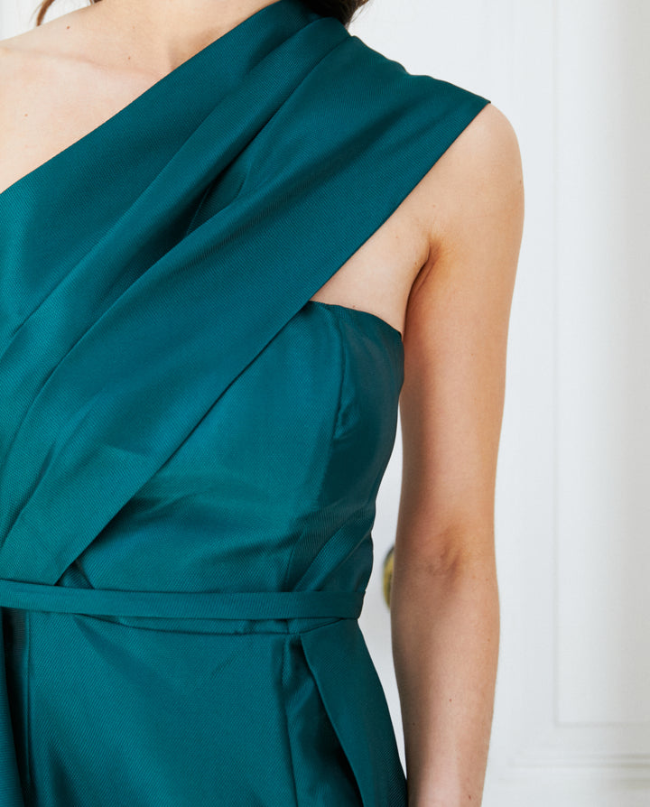 Vestido de Fiesta Largo Rocio Verde Oscuro