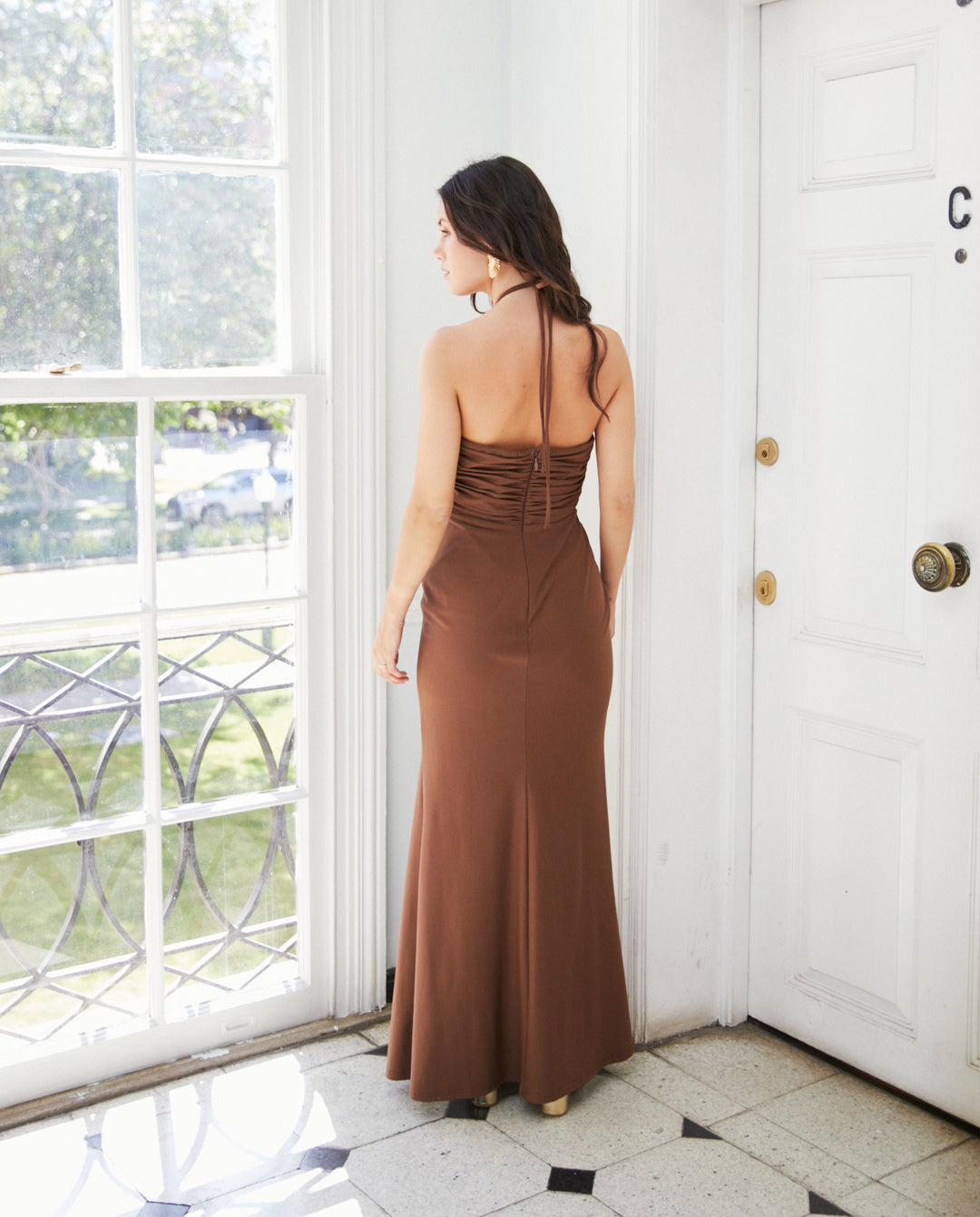 Vestido Largo de Fiesta Ignacia Chocolate