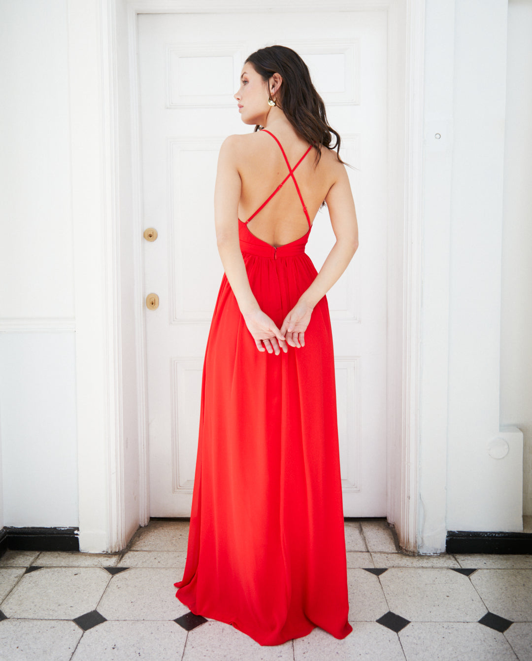 Vestido Largo de Fiesta Laura Gasa Rojo