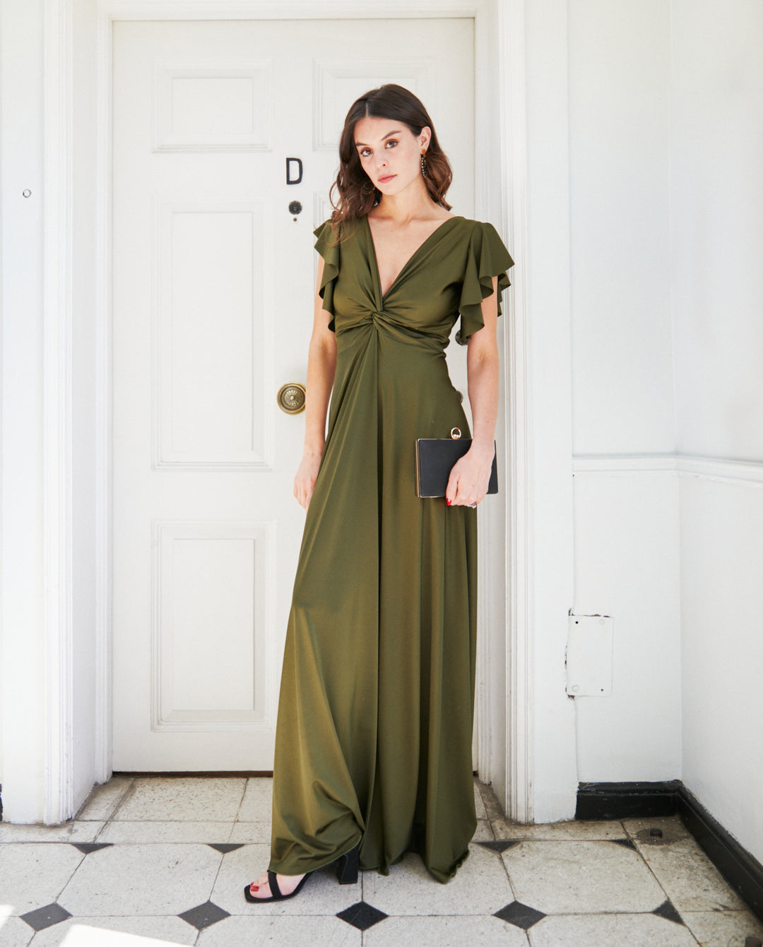 Vestido Largo de Fiesta Vane Verde Olivo